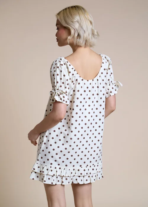 Neon Rose Cream Brown and Cream Polka Dot Mini Dress - S Image 2