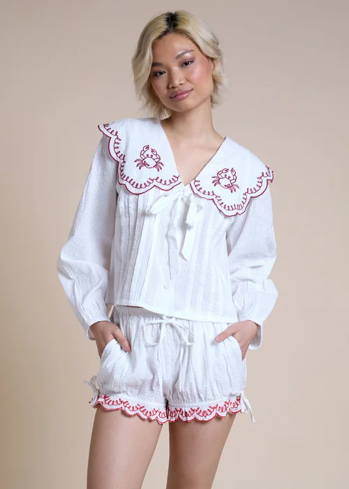 Neon Rose White Cotton Co-Ord Bloomer Ruffle Edge Shorts - XL Image 4