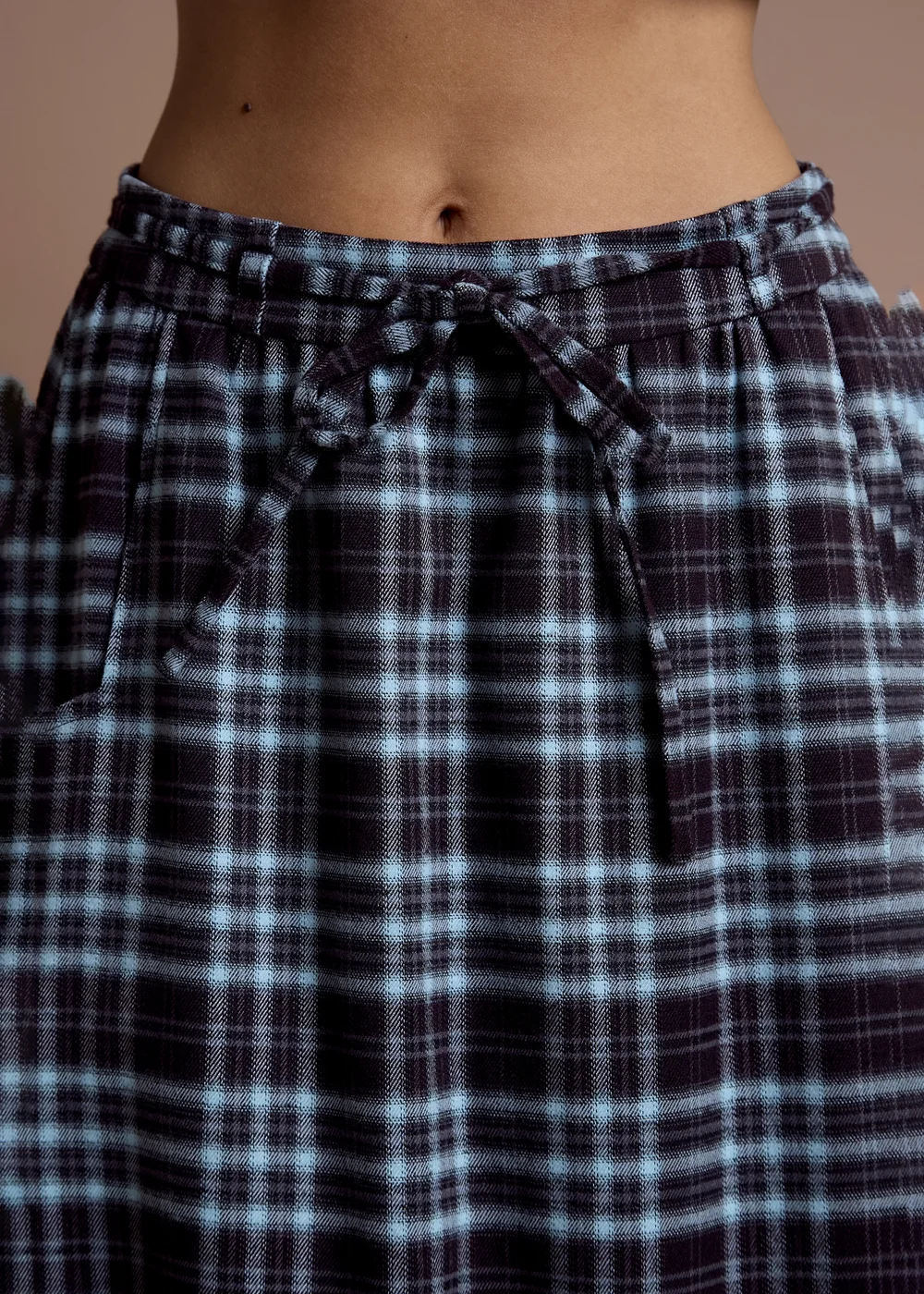 Neon Rose Navy Check Midaxi Co-Ord Skirt - XS Image 3