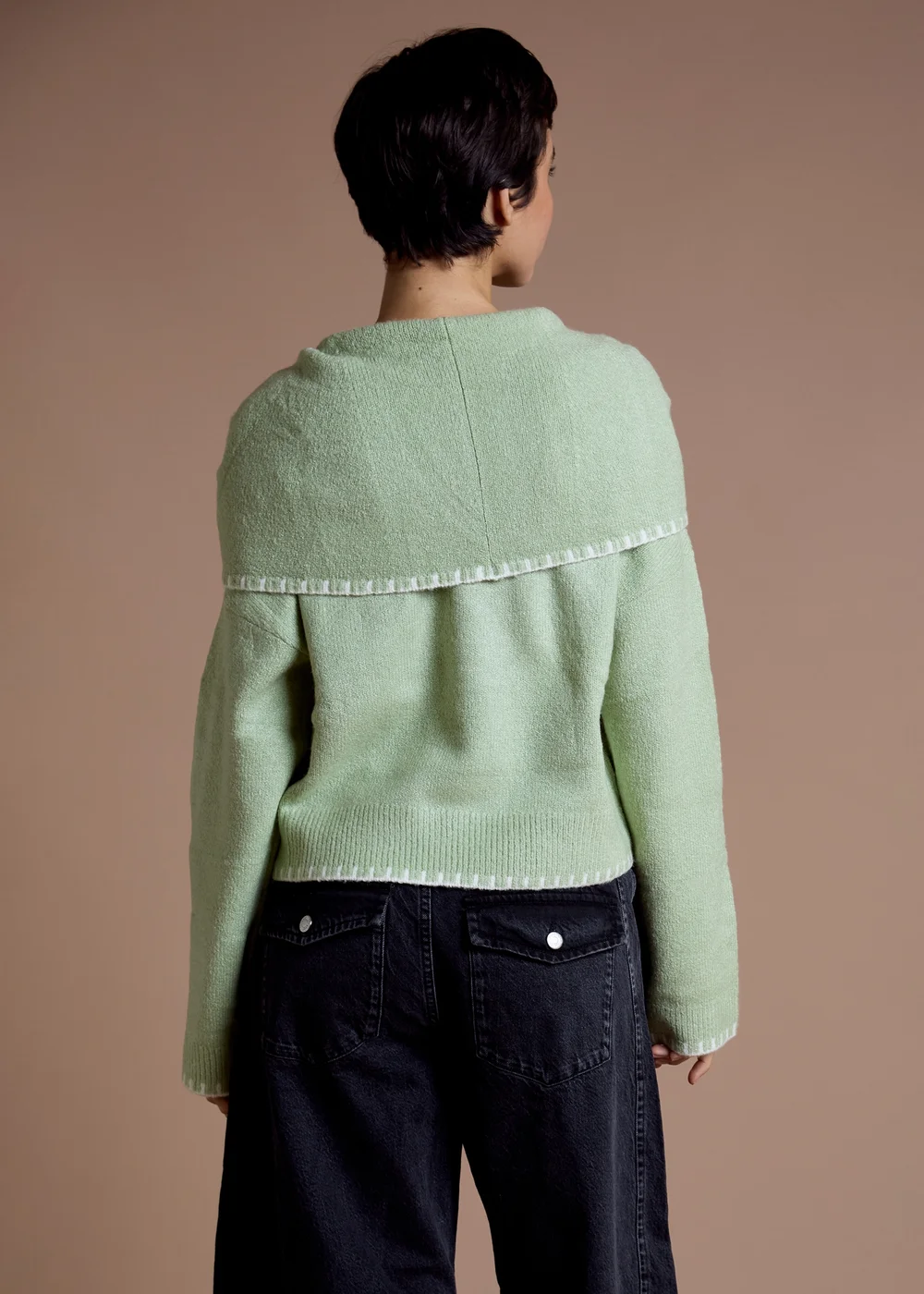 Neon Rose Green Scarf Detail Button-Up Cardigan - XS Image 2