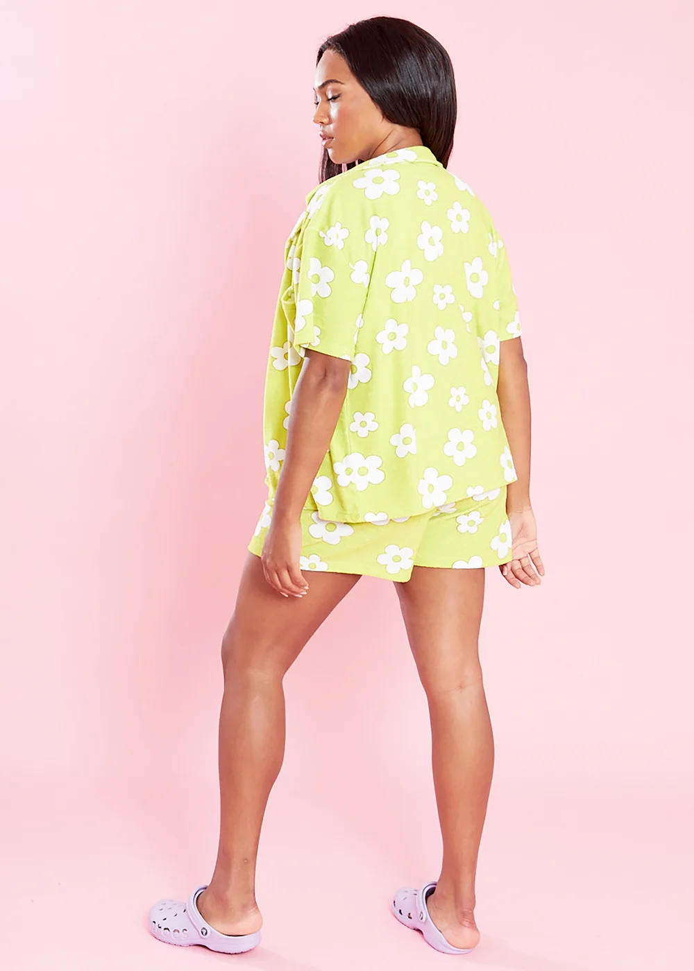 Neon Rose Green Floral Towelling Revere Collar Shirt - 26 Image 2