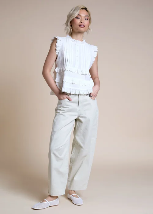 Neon Rose White Ruffle Detail Button Up Blouse - XS Image 4