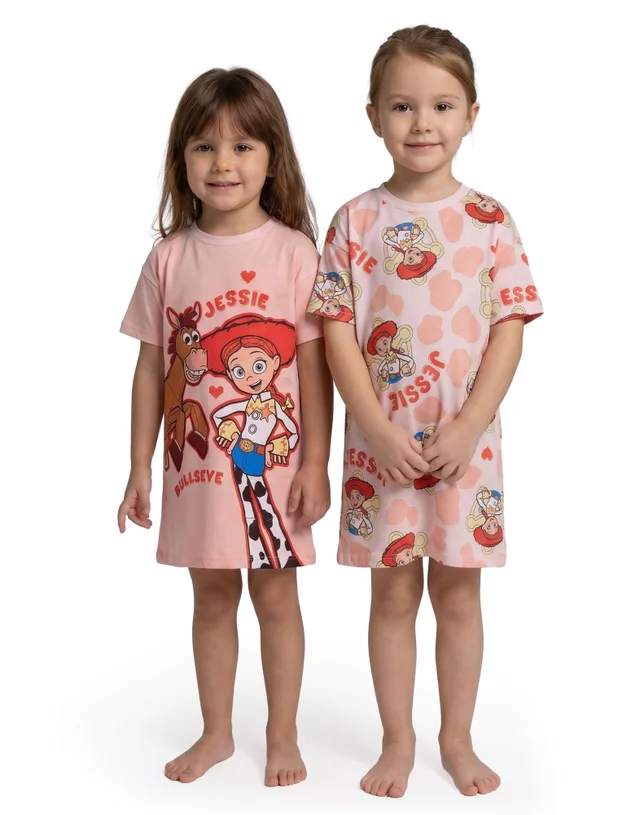 Disney Toy Story Girls Pink Jessie & Bullseye Multi-Pack of 2 Short Sleeve Nightdress (12m-7y)