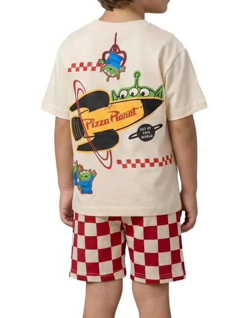 Disney Toy Story Boys Beige Pizza Planet T-Shirt & Shorts Set (12m-7y) - 2-3 Yrs Image 2