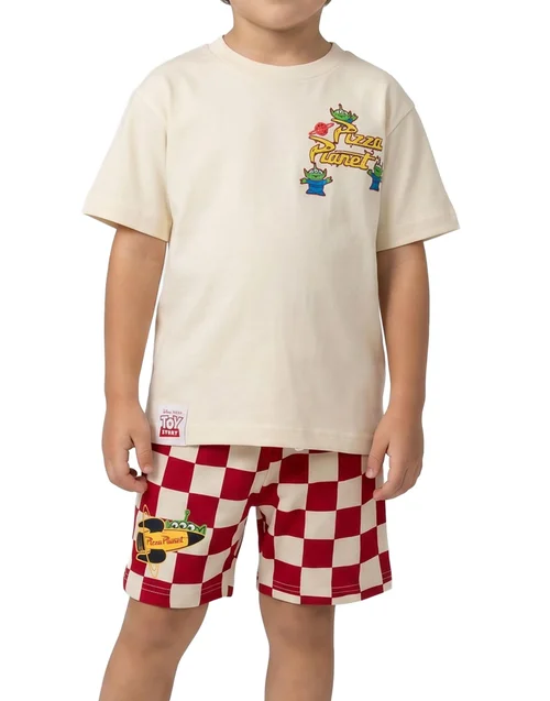 Disney Toy Story Boys Beige Pizza Planet T-Shirt & Shorts Set (12m-7y) - 2-3 Yrs Image 3