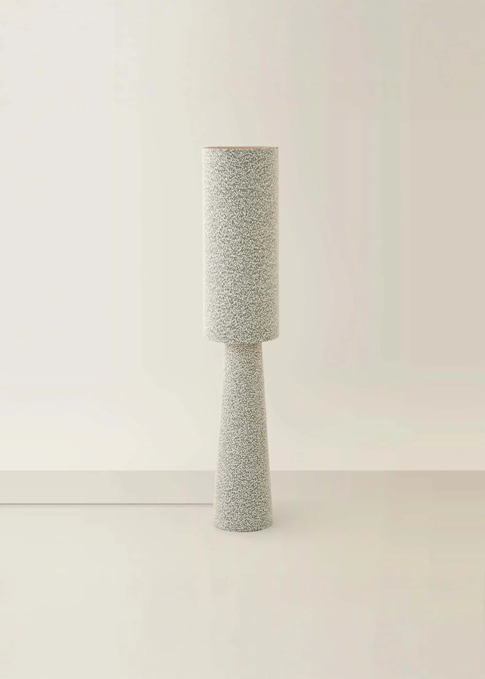 ValueLights Ash Grey Fleck Boucle Midi Floor Lamp With Warm White Bulb - One Size Image 2