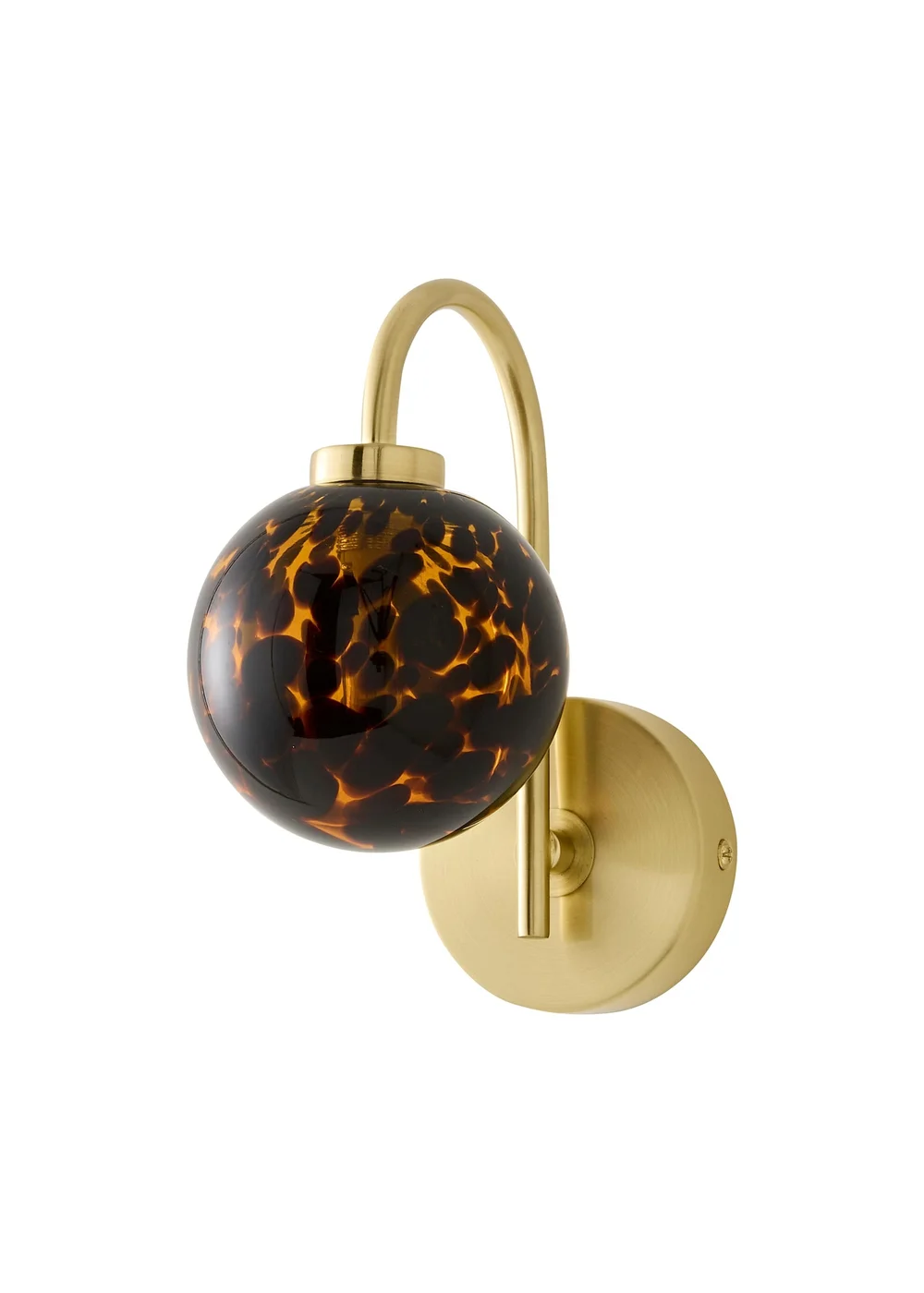 ValueLights Chiara Brushed Gold Leopard Glass Globe Wall Light With Warm White Bulb - One Size Image 5