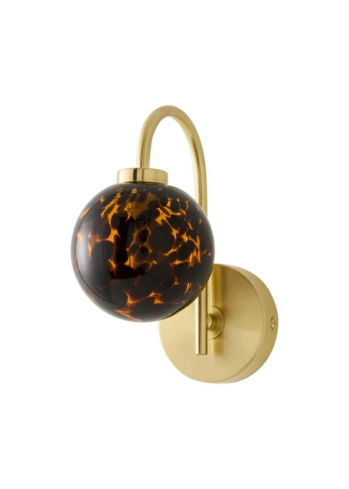 ValueLights Chiara Brushed Gold Leopard Glass Globe Wall Light With Warm White Bulb - One Size Image 5