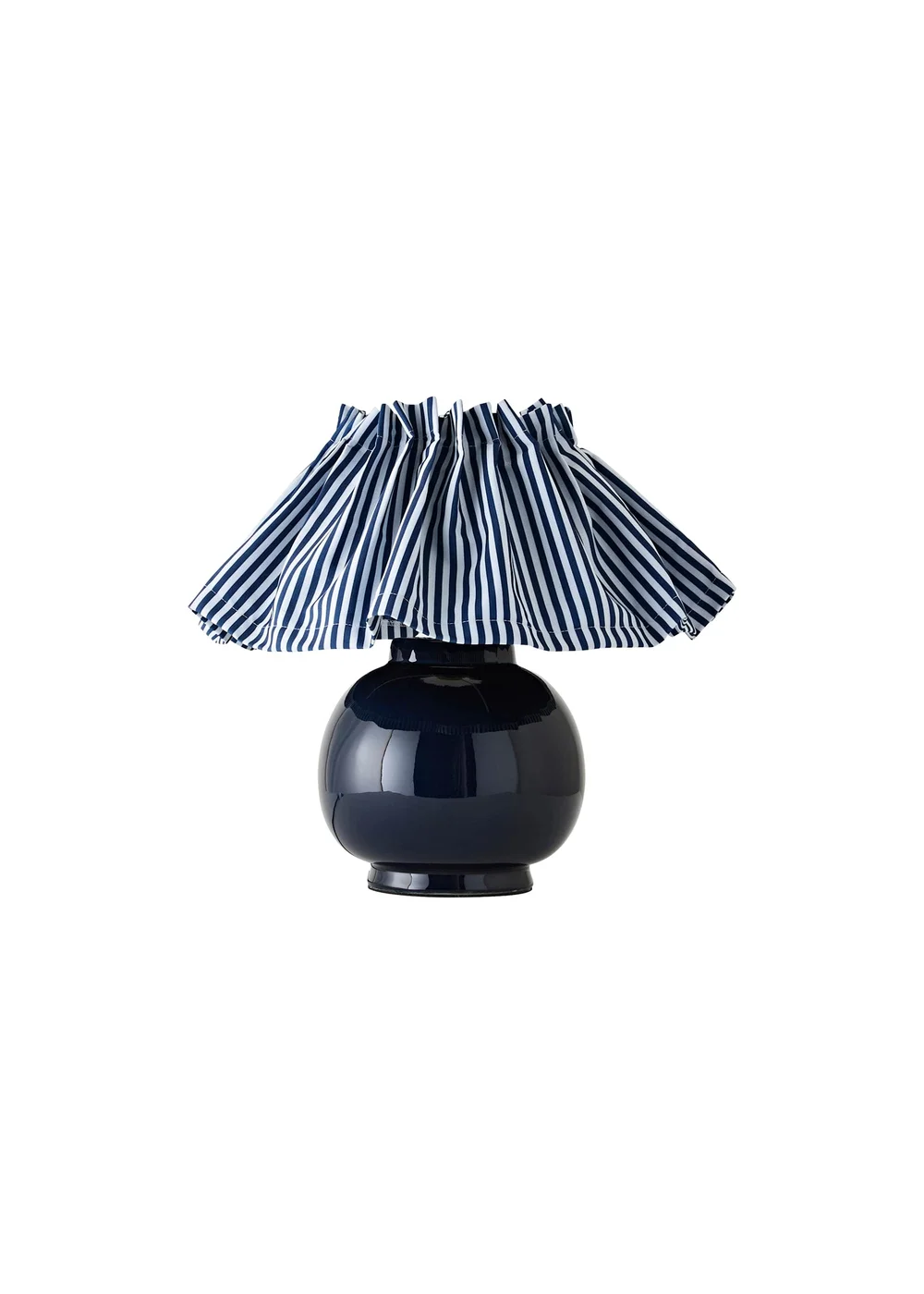 ValueLights Arabella Blue Ceramic Table Lamp With Pinstripe Pleated Shade and Warm White Bulb - One Size Image 4