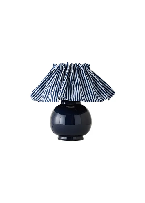 ValueLights Arabella Blue Ceramic Table Lamp With Pinstripe Pleated Shade and Warm White Bulb - One Size Image 4