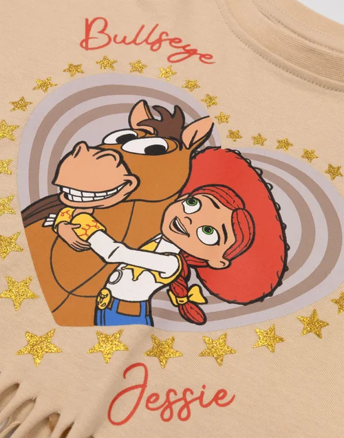 Disney Toy Story Girls Beige Jessie Fringe Short Sleeved T-Shirt (12m-7y) - 1.5-2 Yrs Image 4