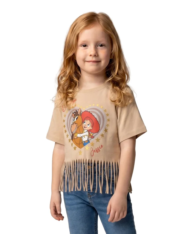 Disney Toy Story Girls Beige Jessie Fringe Short Sleeved T-Shirt (12m-7y)