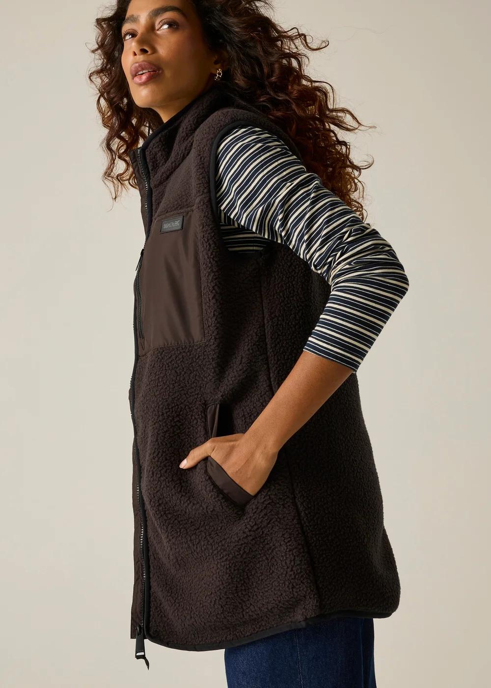 Regatta Chocolate Brown Frankie Borg Longline Soft Bodywarmer - 10 Image 5