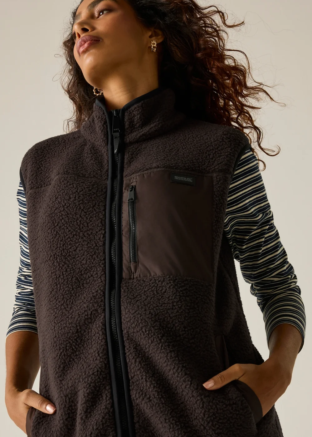 Regatta Chocolate Brown Frankie Borg Longline Soft Bodywarmer - 10 Image 2