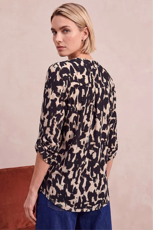 Roman Natural Abstract Ikat Print Shirt - 18 Image 4