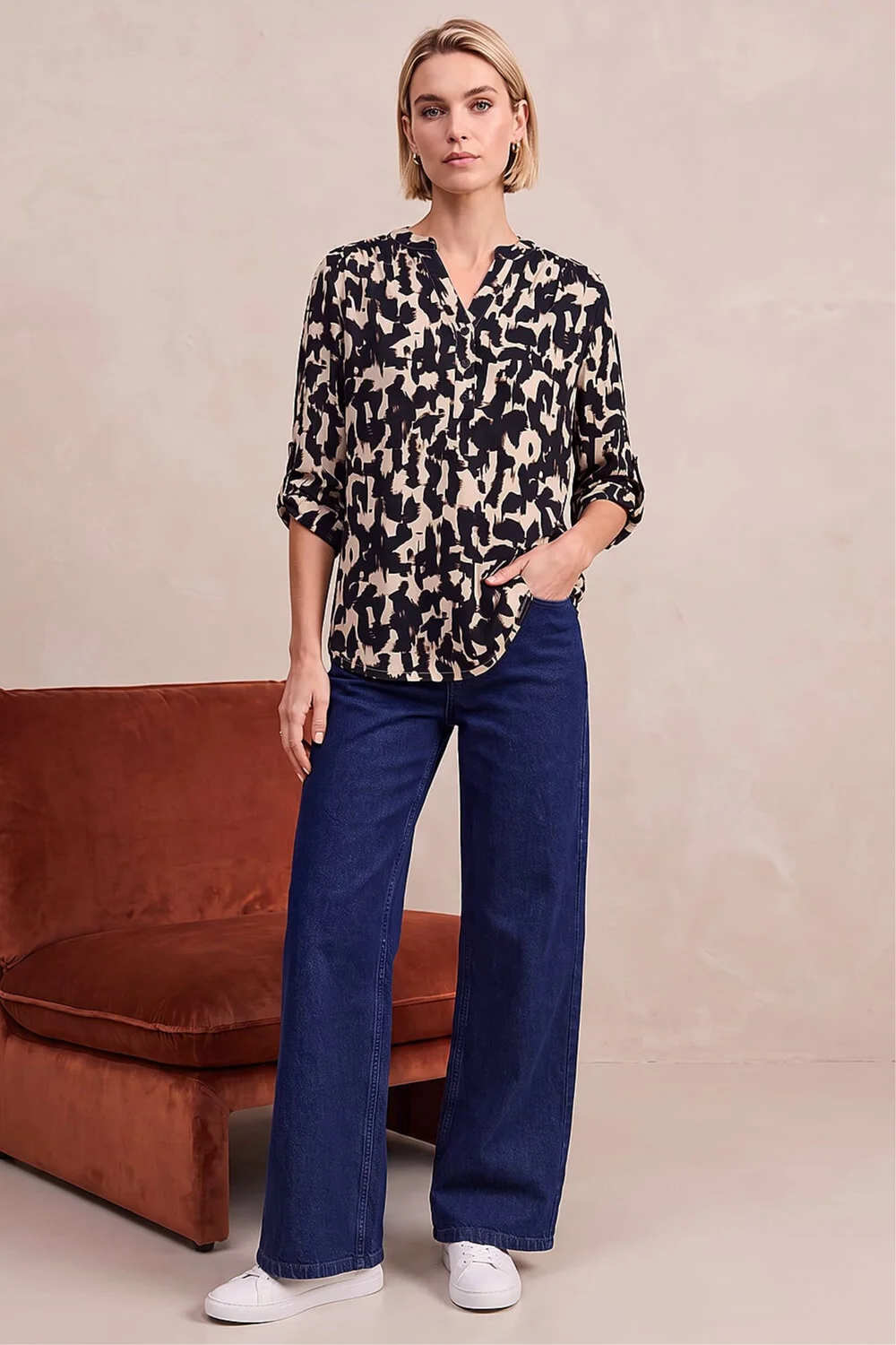 Roman Natural Abstract Ikat Print Shirt - 18 Image 2