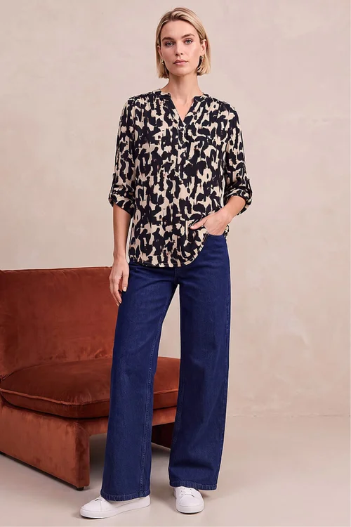 Roman Natural Abstract Ikat Print Shirt - 18 Image 2
