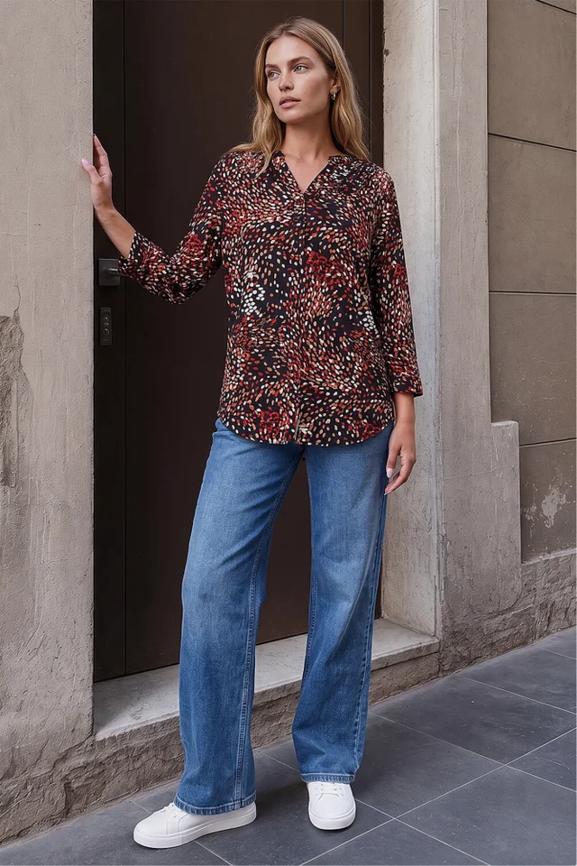 Roman Copper Abstract Puff Print Shirt