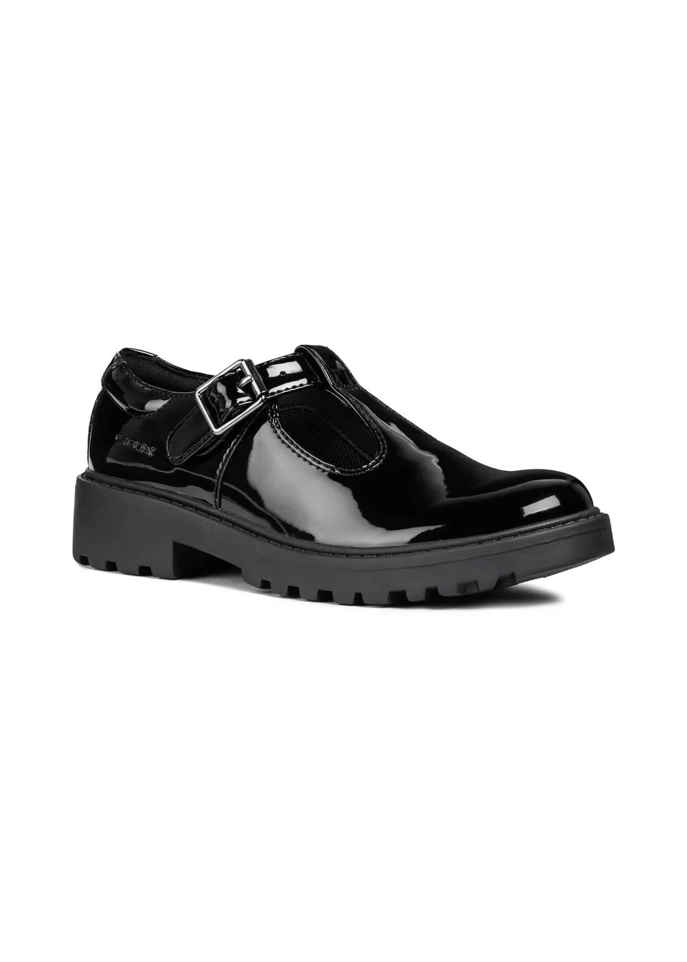 Geox Black Patent Girls J Casey G. E Buckle Shoe (Younger 10 - 12.5) - 11.5 Infants Image 2