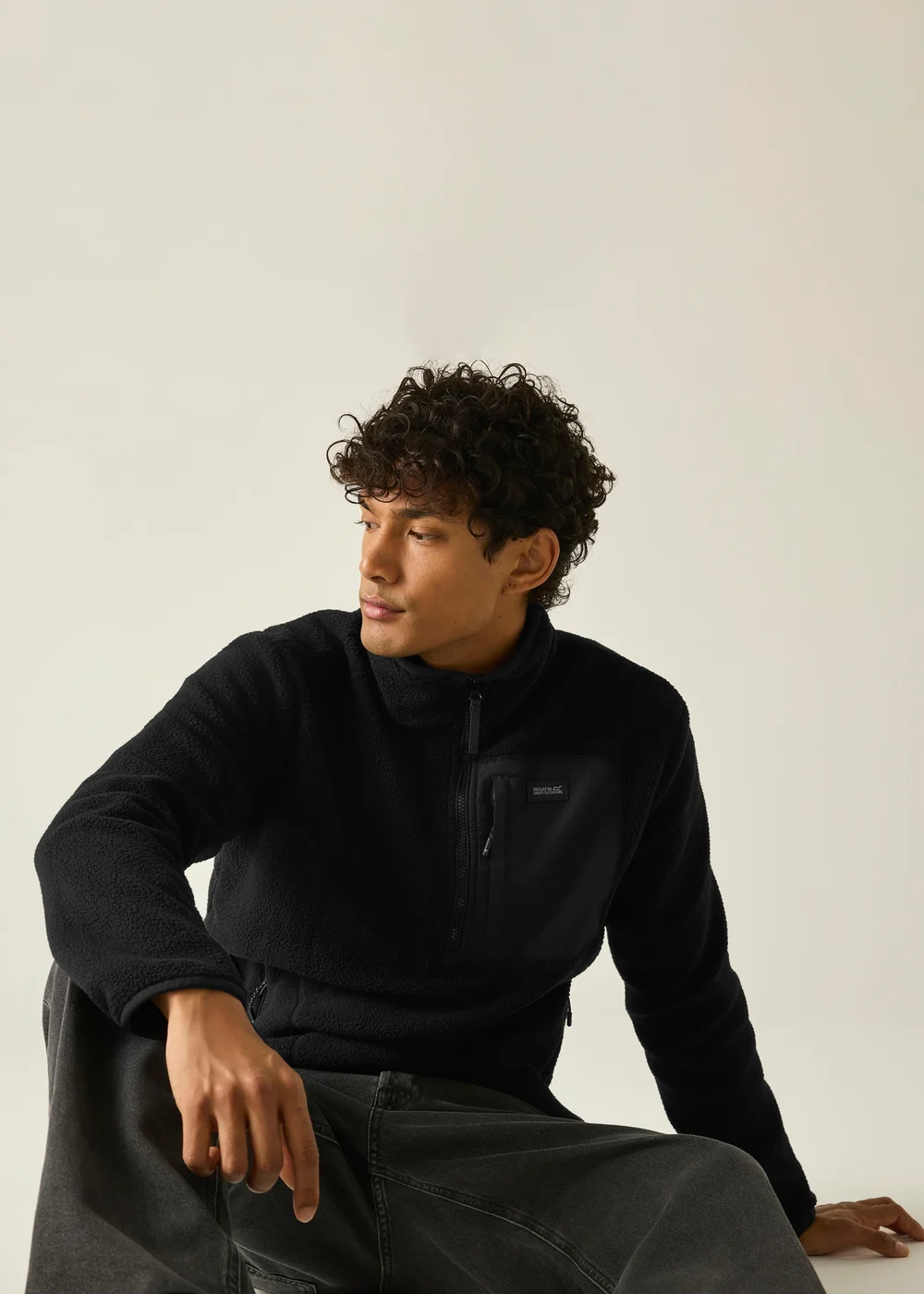 Regatta Black Frankie Borg Half Zip Lightweight Fleece - L Image 1