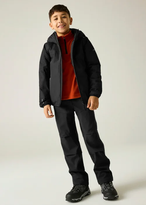 Regatta Black Illuma Reflective Isotex Waterproof Jacket (3-13 years) - 9-10 Yrs Image 3