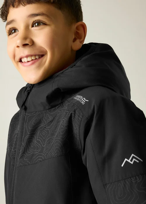 Regatta Black Illuma Reflective Isotex Waterproof Jacket (3-13 years) - 9-10 Yrs Image 6