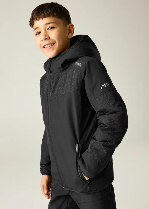 Regatta Black Illuma Reflective Isotex Waterproof Jacket (3-13 years) - 9-10 Yrs Image 4