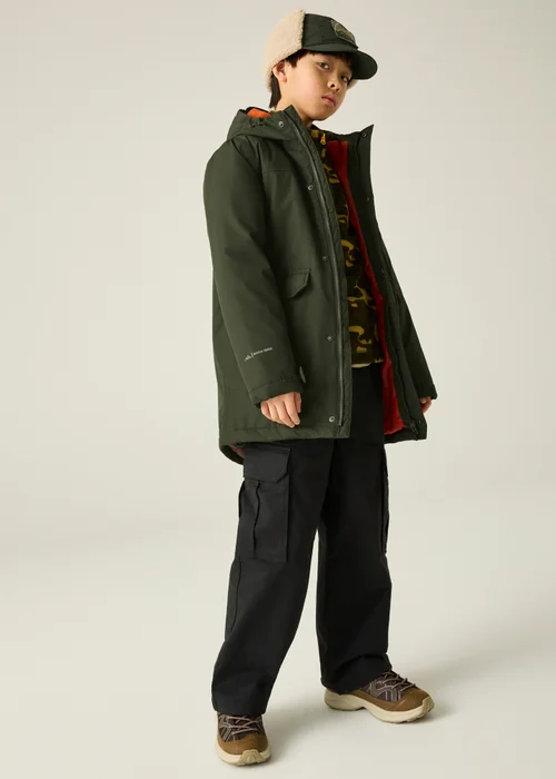 Regatta Khaki Farbank II Isotex Waterproof Jacket (3-13 years) - 11-12 Yrs Image 5