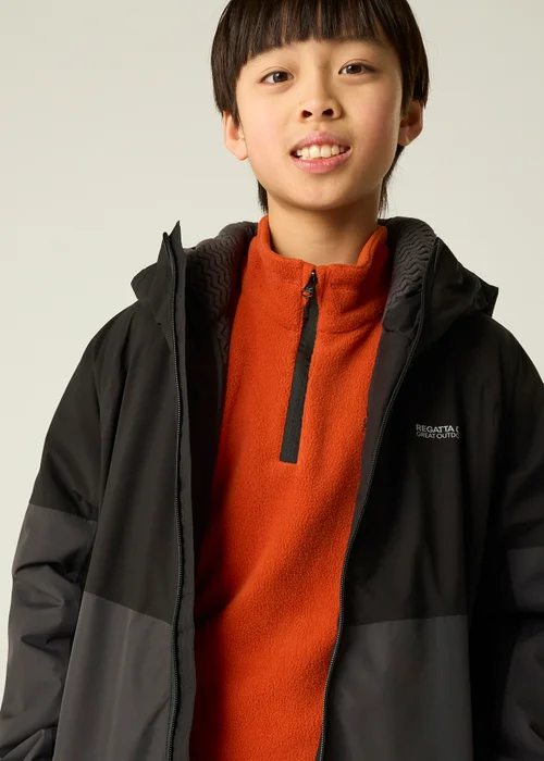 Regatta Black/Grey Hillain Isotex Waterproof Jacket (3-13 years) - 9-10 Yrs Image 6