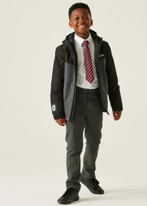 Regatta Black/Grey Beamz Isotex Waterproof Jacket (3-13 years) - 9-10 Yrs Image 4