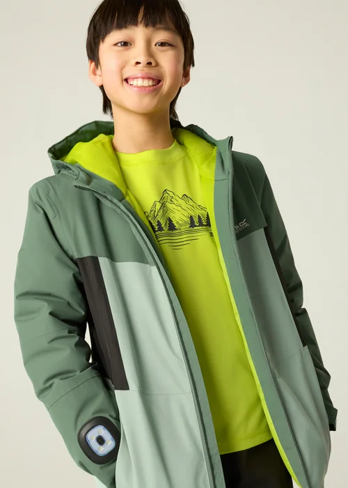 Regatta Forest Green Beamz Isotex Waterproof Jacket (3-13 years) - 3-4 Yrs Image 5