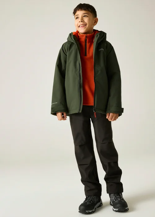 Regatta Khaki Hillain Isotex Waterproof Jacket (3-13 years) - 3-4 Yrs Image 3