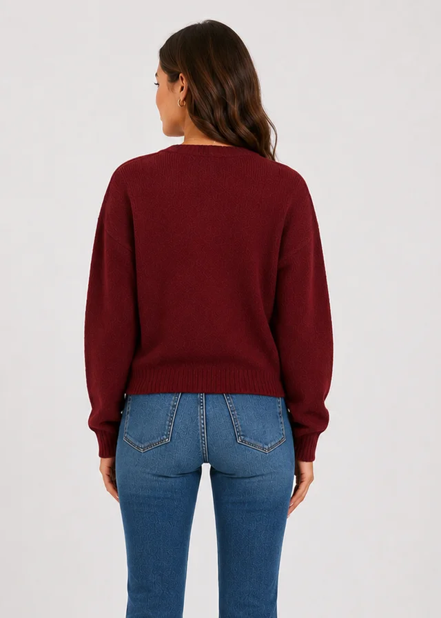 Gini London Mulberry Mini Heart Knit Cardigan