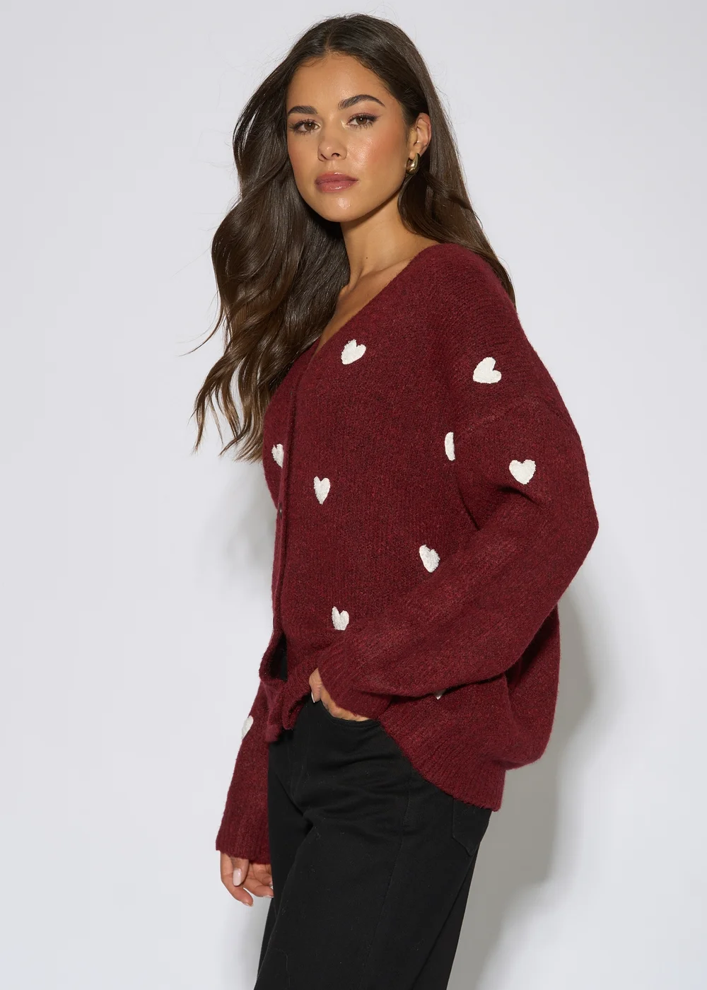 Gini London Mulberry Mini Heart Knit Cardigan - M/L Image 4