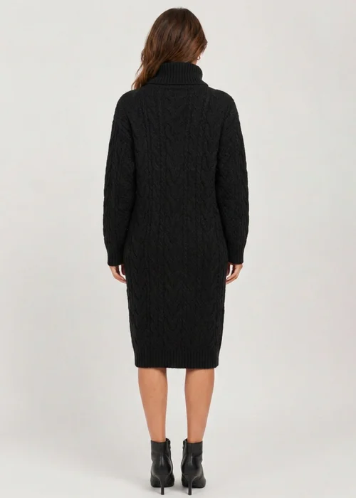 Gini London Black High Neck Cable Knit Shift Dress - L/XL Image 2
