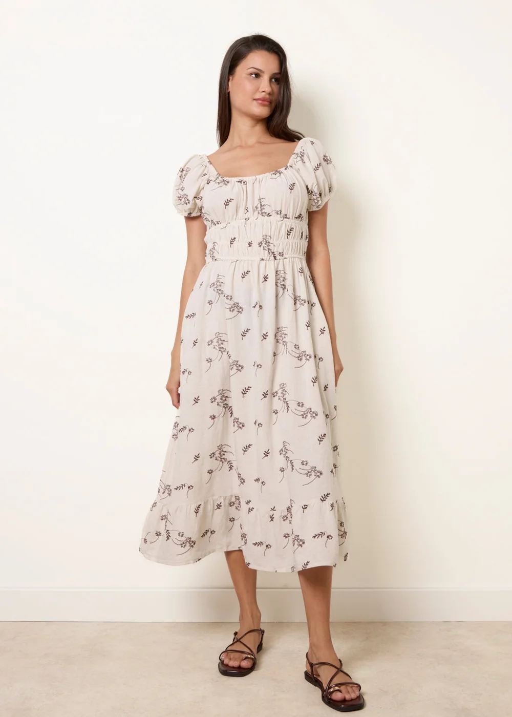 Blue Vanilla Stone Embroidery Milkmaid Midi Dress - M Image 1