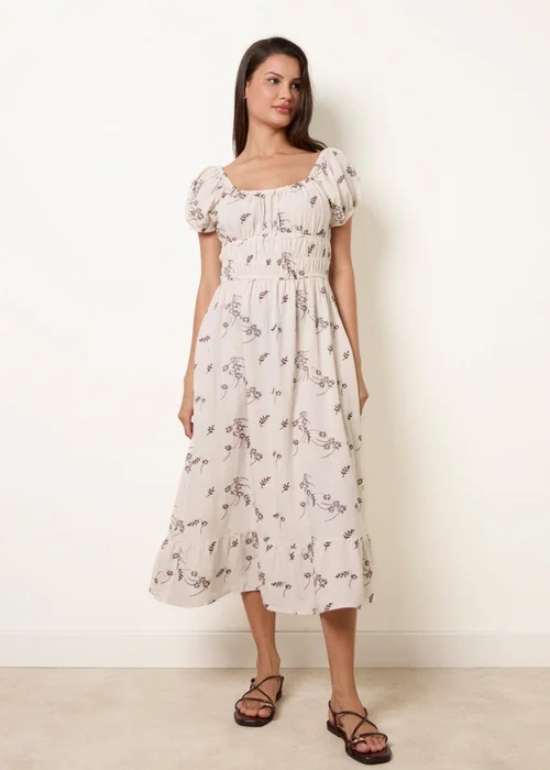 Blue Vanilla Stone Embroidery Milkmaid Midi Dress - M Image 1