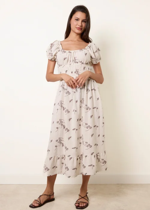 Blue Vanilla Stone Embroidery Milkmaid Midi Dress - M Image 3
