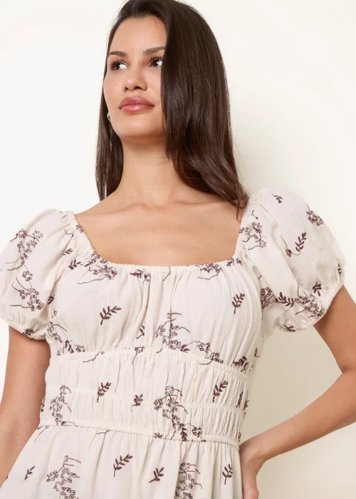 Blue Vanilla Stone Embroidery Milkmaid Midi Dress - M Image 2