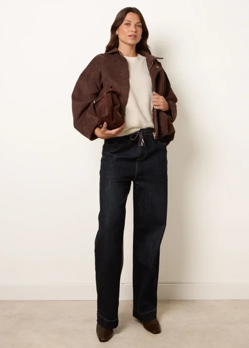 Blue Vanilla Navy Elasticated Waist Jeans With Tie - M Image 1
