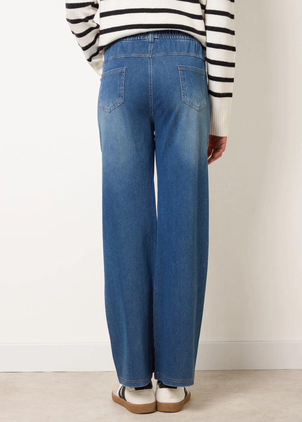 Blue Vanilla Blue Elasticated Waist Jeans With Tie - L Image 4