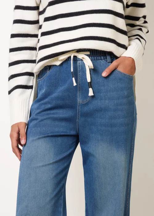 Blue Vanilla Blue Elasticated Waist Jeans With Tie - L Image 3