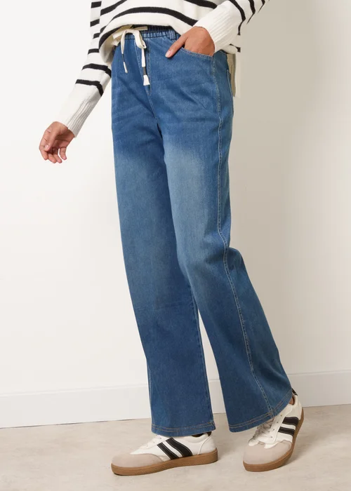 Blue Vanilla Blue Elasticated Waist Jeans With Tie - L Image 2