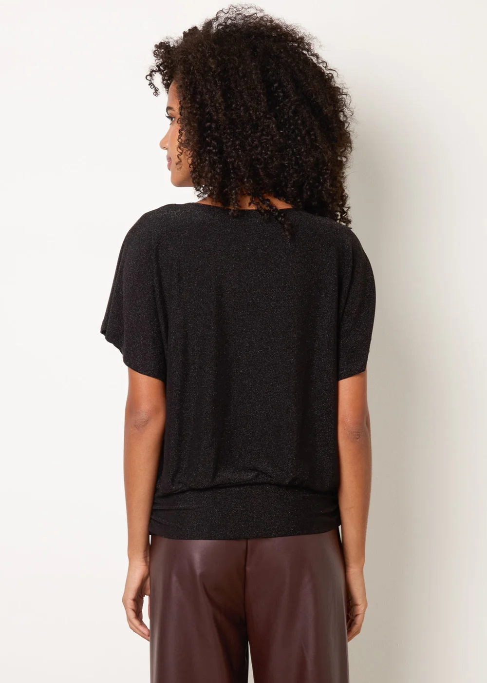 Blue Vanilla Black Button Detail Draped Cowl Neck Top - M/L Image 4