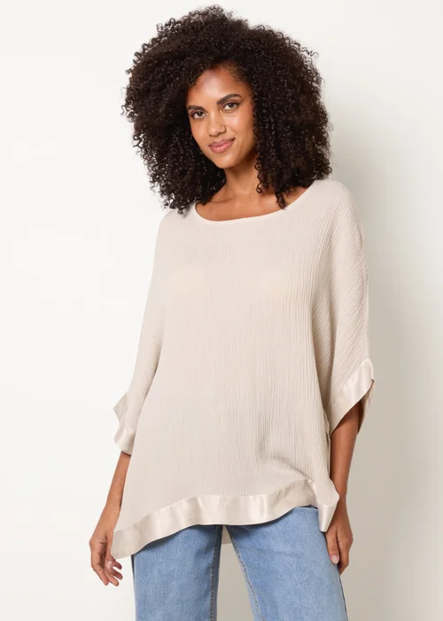 Blue Vanilla Stone Viscose Crinkle Top With Satin Finish - One Size Image 3