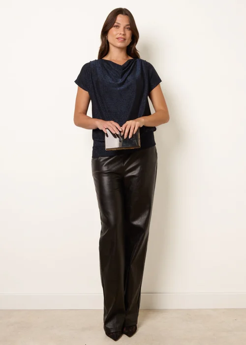 Blue Vanilla Navy Cowl Neck Draped Top - M/L Image 2