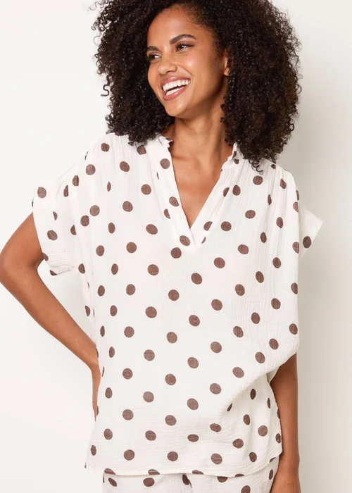 Blue Vanilla White Cheesecloth Polka Dot Short Set - M/L Image 3