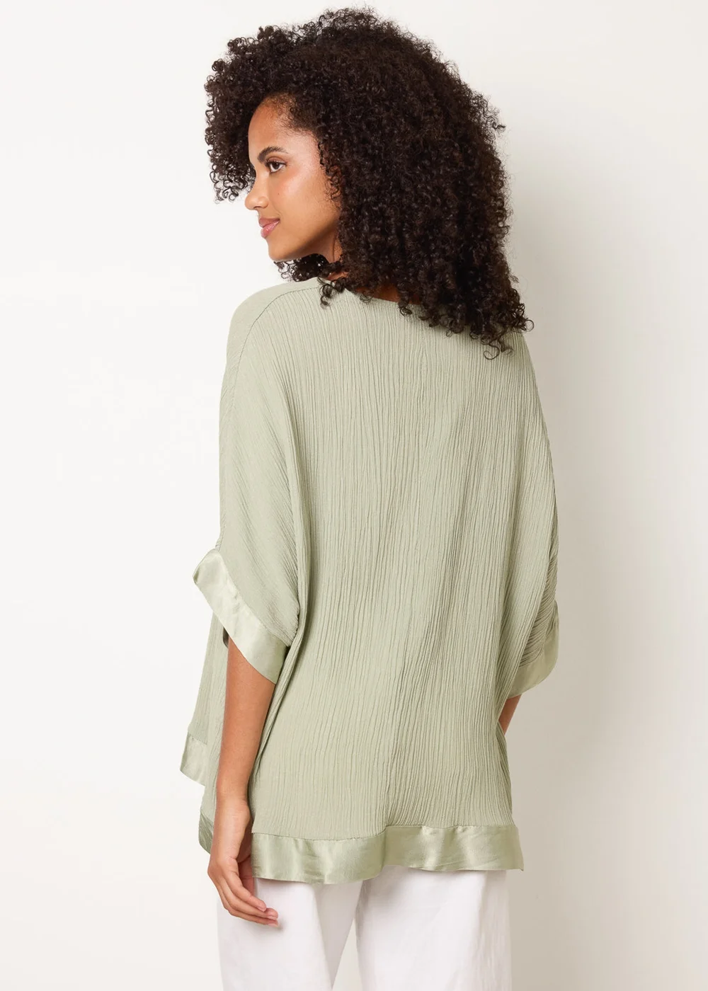 Blue Vanilla Khaki Viscose Crinkle Top With Satin Finish - One Size Image 4