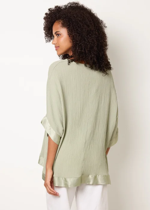 Blue Vanilla Khaki Viscose Crinkle Top With Satin Finish - One Size Image 4