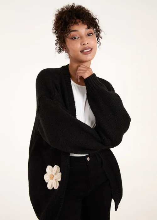 Blue Vanilla Black Daisy Large Flower Cardigan - M/L Image 3